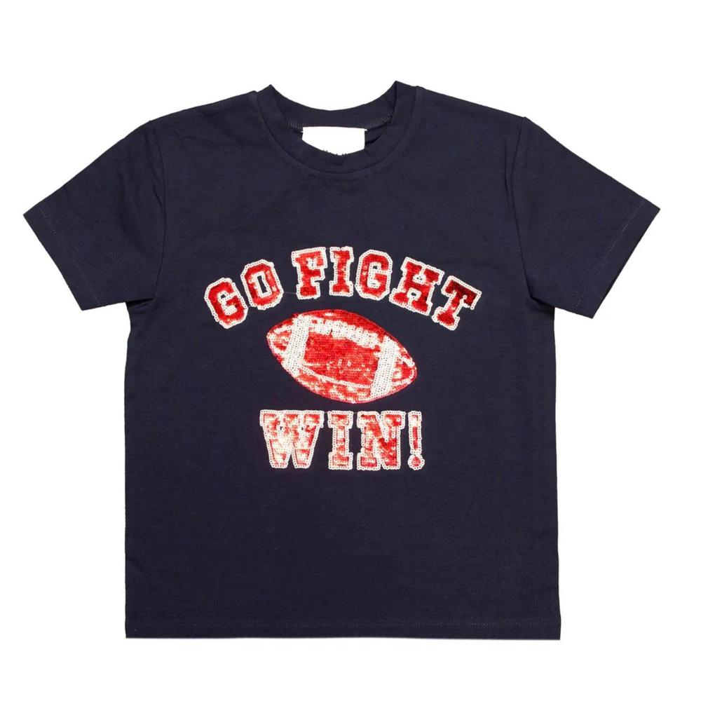 NEW BELLE CHER girl's go fight win shirt in navy blue